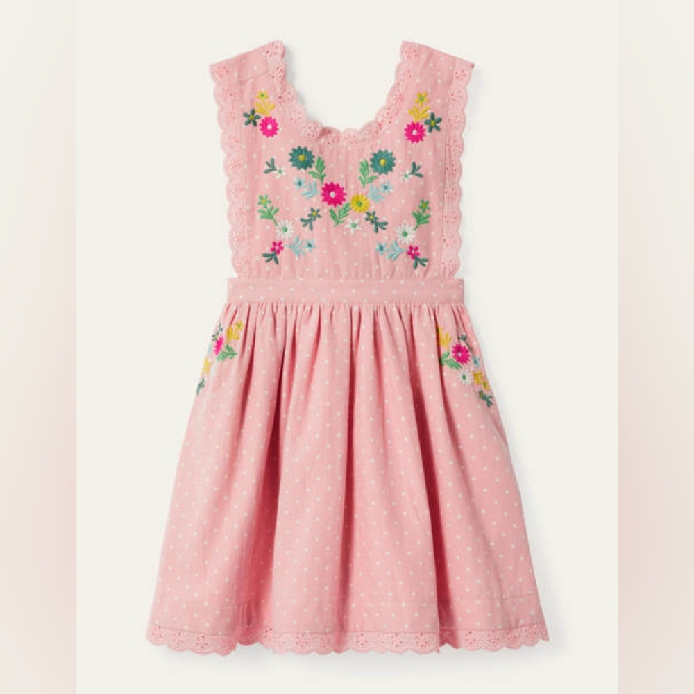 Mini Boden Embroidered Pinafore Dress